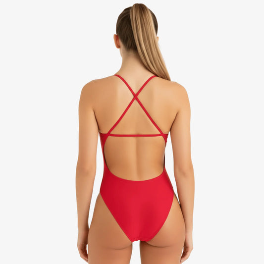 Crimson X - Back Women's Performance Training Swimsuit by Norca - Norca Athletic Swimwear | Norca Natation Inc.