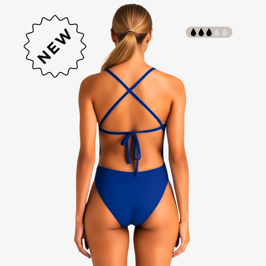 Norca SecureFlo Cobalt Tie-Back: Period Swimsuit Norca Athletic Swimwear | Norca Natation Inc.