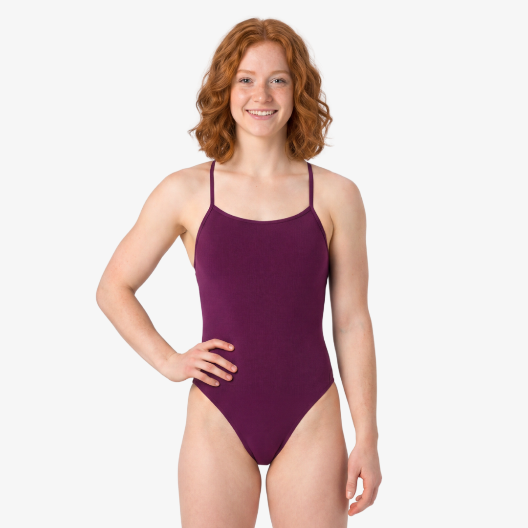 Merlot Open-Back One-Piece Training Swimsuit by Norca - Norca Athletic Swimwear 