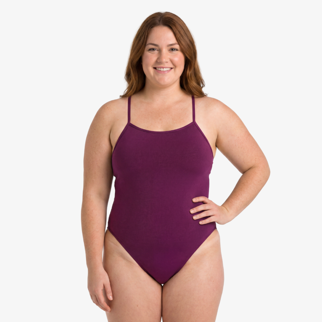 Merlot Open-Back One-Piece Training Swimsuit by Norca - Norca Athletic Swimwear 