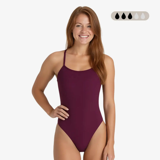 SecureFlo Merlot X-Back Period-Proof Performance Athletic Swimwear Norca Swim Norca Swim | Norca Natation Inc.