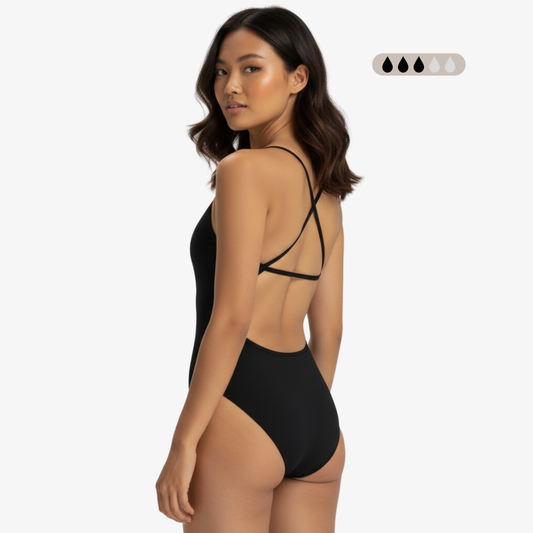SecureFlo Onyx X-Black Period Swimsuit Norca Athletic Swimwear | Norca Natation Inc.