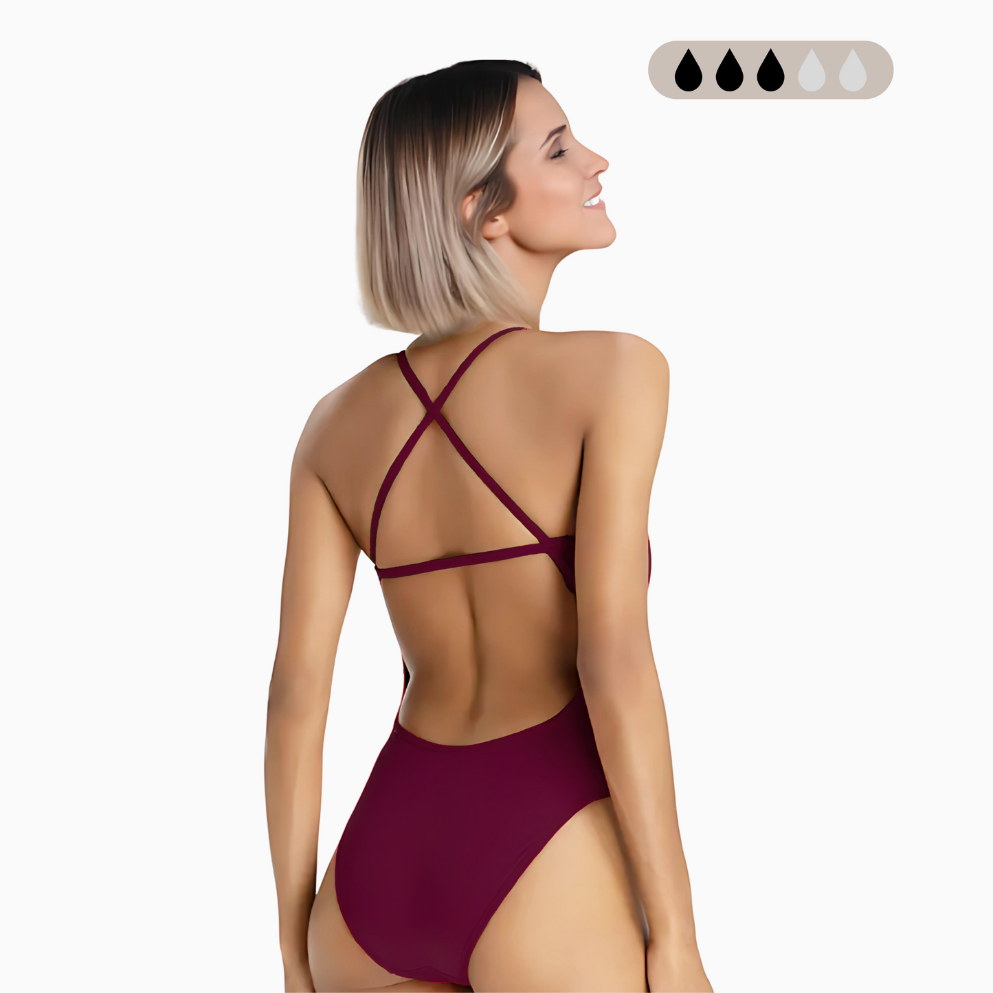 SecureFlo Merlot X-Back One-Piece: Period-Proof Swimsuit