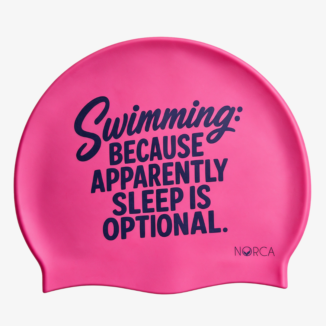 Swimming Because Apparently Sleep Is Optional - Pink Silicone Swim Cap