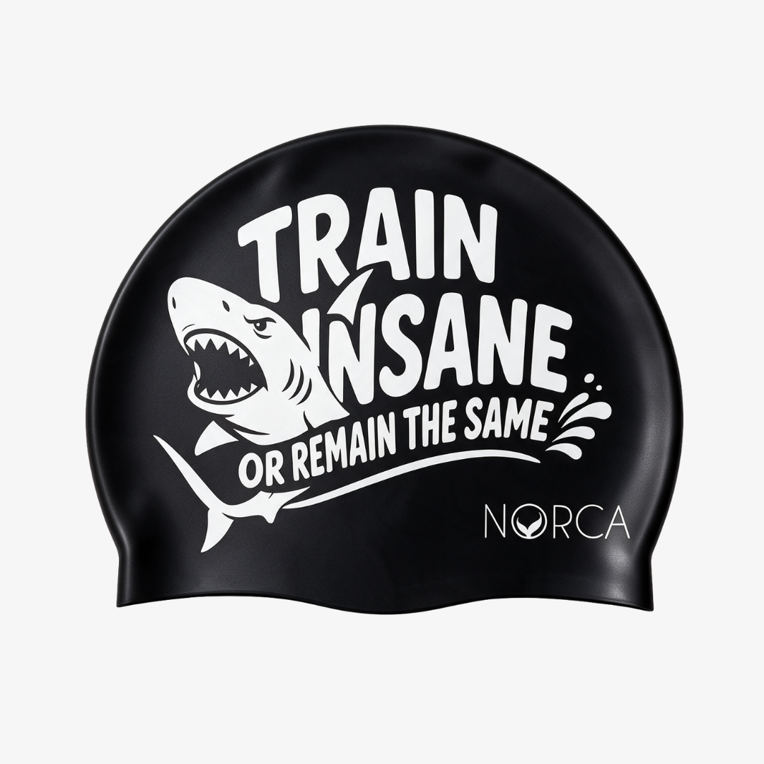 Train Insane Or Remain The Same - Black Silicone Swim Cap by Norca