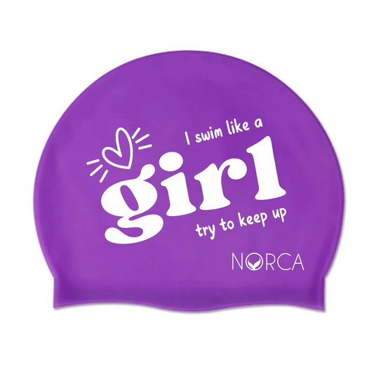 I Swim Like A Girl Try To Keep Up - Silicone Swim Cap Norca Athletic Swimwear | Norca Natation Inc.