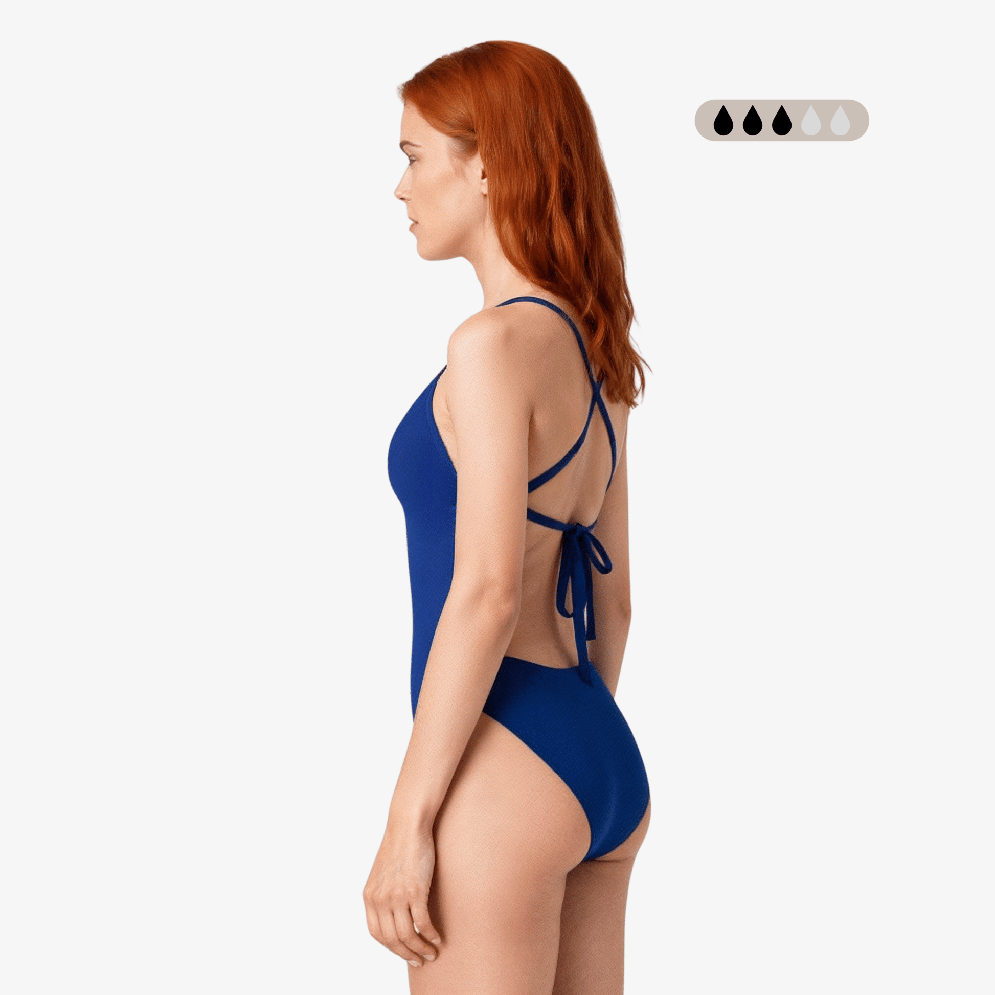 SecureFlo Cobalt Tie - Back Period Swimsuit by Norca - Norca Athletic Swimwear | Norca Natation Inc.