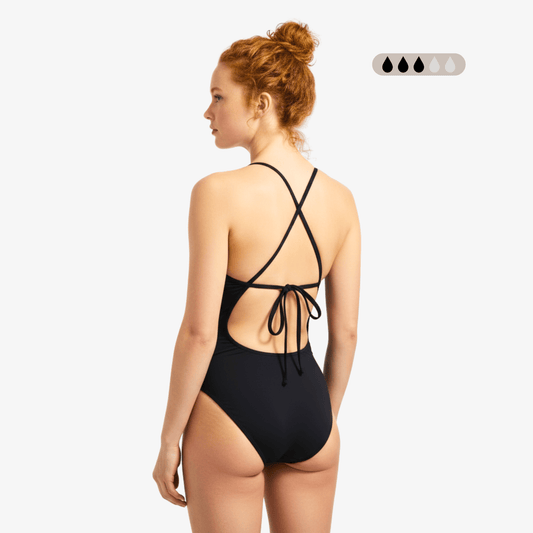 SecureFlo Onyx Tie - Back Period Swimsuit by Norca - Norca Athletic Swimwear | Norca Natation Inc. Norca Athletic Swimwear | Norca Natation Inc.