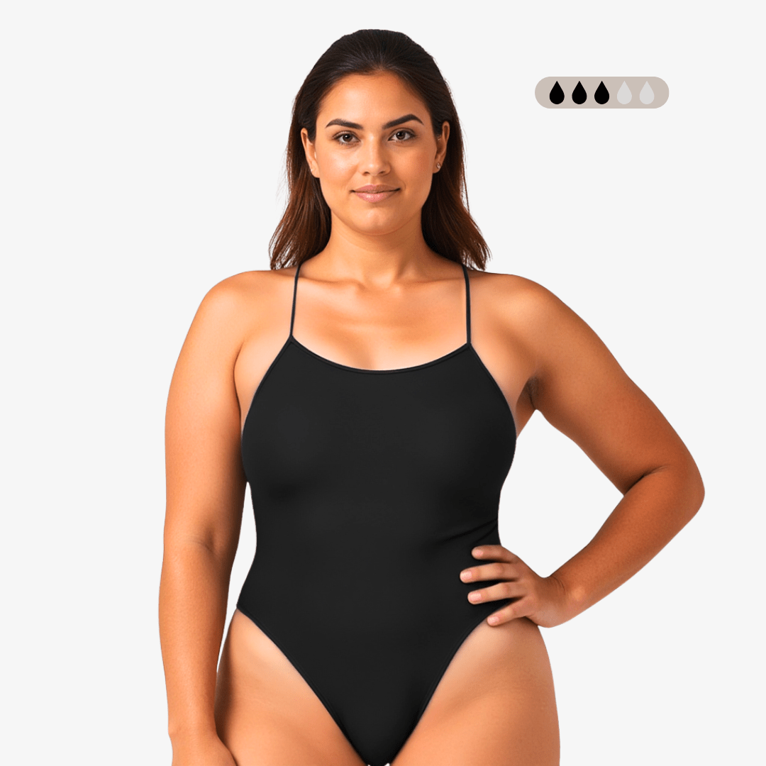 SecureFlo Onyx Tie - Back Period Swimsuit by Norca - Norca Athletic Swimwear | Norca Natation Inc.